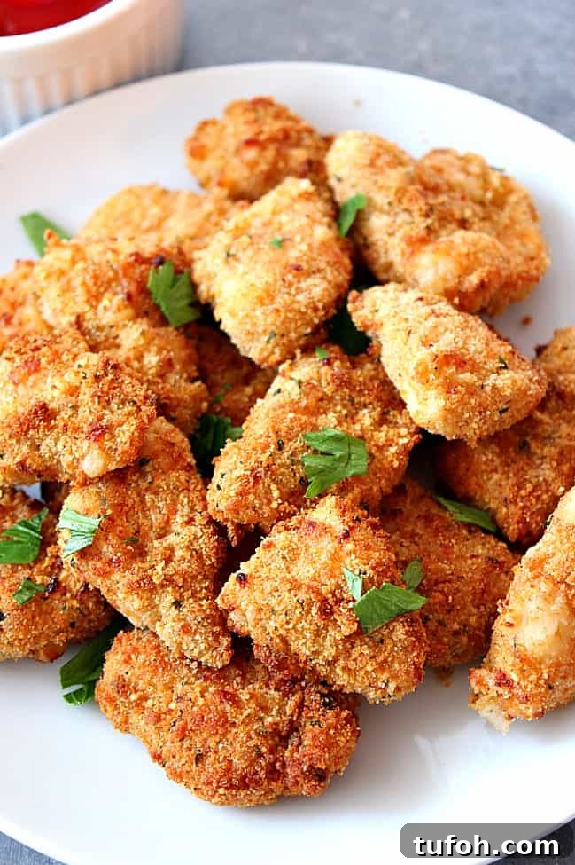 Air Fryer Chicken Nuggets Recipe - healthier option for a kid-friendly dinner! Easy homemade chicken nuggets, breaded and baked in an air fryer. Air Fryer Chicken Nuggets Recipe - healthier option for a kid-friendly dinner! Easy homemade chicken nuggets, breaded and baked in an air fryer.