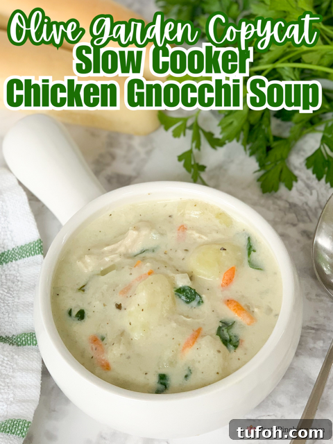 Creamy Slow Cooker Chicken Gnocchi Soup Recipe 2 olive garden copycat slow cooker chicken gnocchi soup, best easy chicken gnocchi soup, olive garden chicken gnocchi soup recipe, easy family dinner meal recipe ideas, cold chilly meal ideas recipes easy, best easy soup crockpot slow cooker recipe ideas