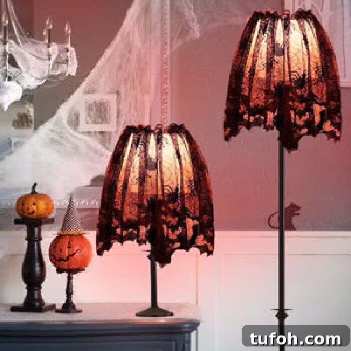 Spooky Halloween Lampshade Covers with Bats and Spiders 12 Packaged set