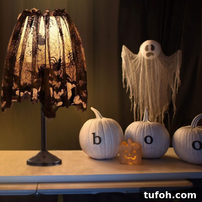 Spooky Halloween Lampshade Covers with Bats and Spiders 13 Styled Halloween setup