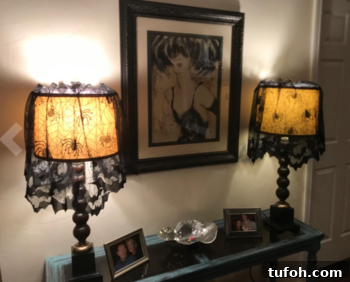 Spooky Halloween Lampshade Covers with Bats and Spiders 5 Lampshade in entryway