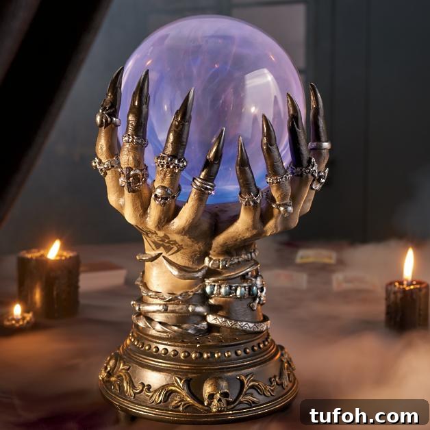 Spooky Halloween Lampshade Covers with Bats and Spiders 7 Glowing crystal ball with decor