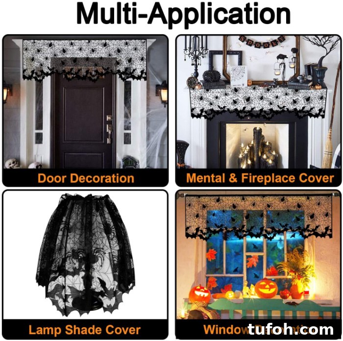 Spooky Halloween Lampshade Covers with Bats and Spiders 8 Lace used as garland