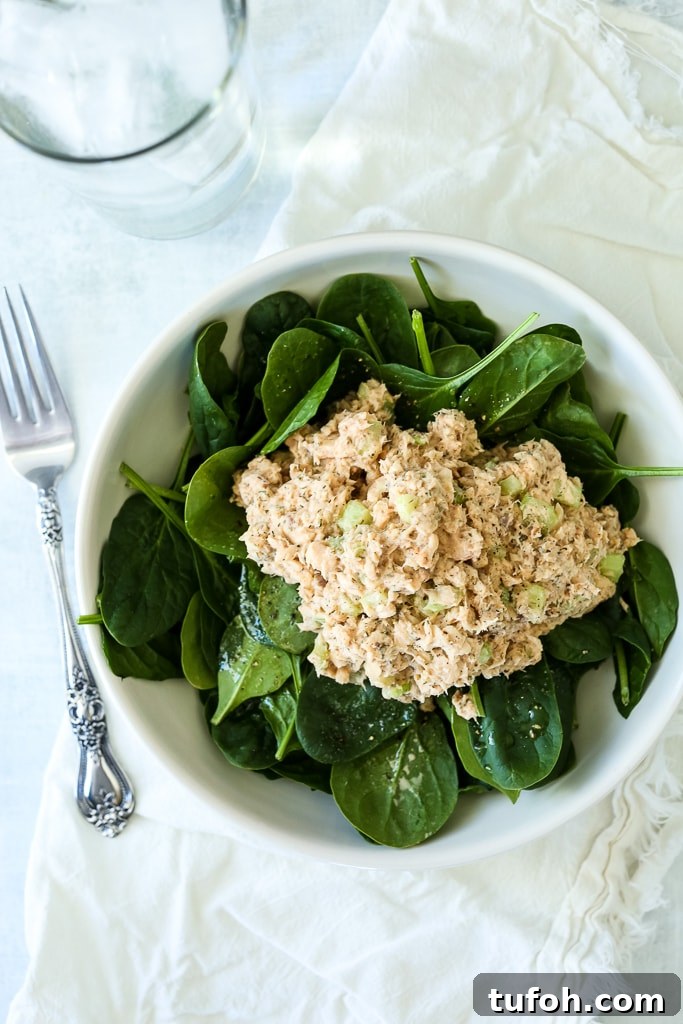 Citrus-Dill Salmon Salad with Avocado and Mixed Greens 4 salmon salad overhead shot