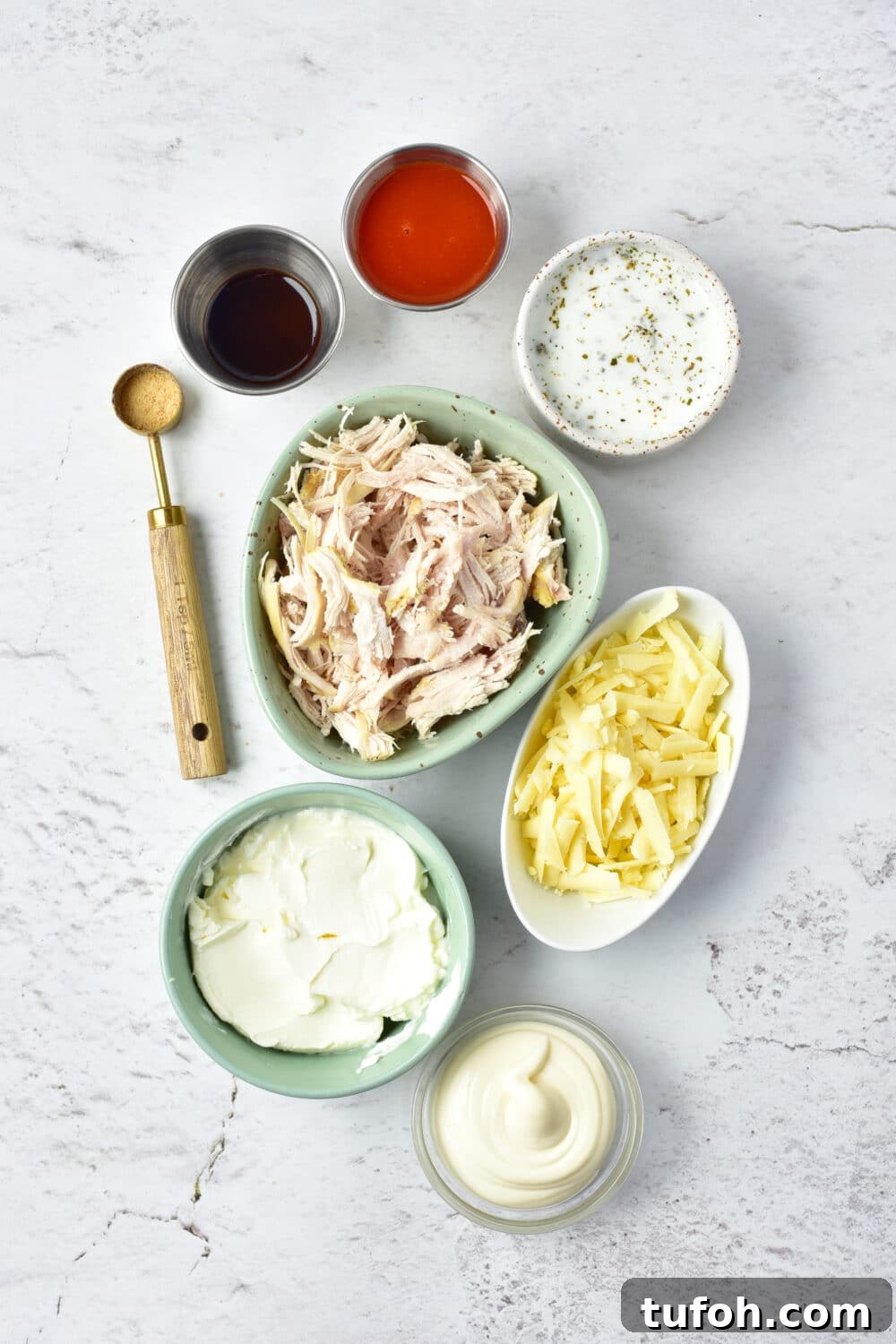 ingredients for Easy Buffalo Turkey Dip