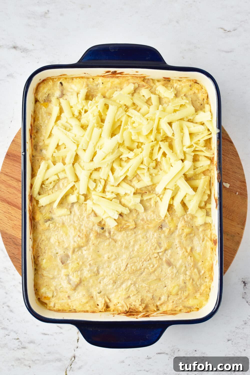 casserole with extra cheese added