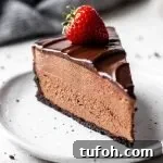 no bake chocolate cheesecake slice in plate