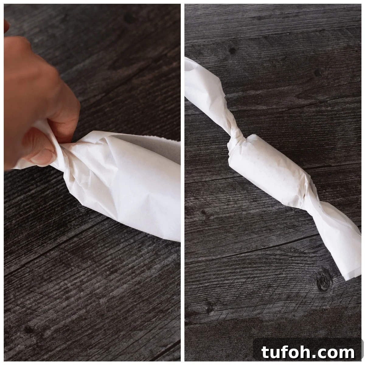 Rosemary Compound Butter for Steak, Chicken, Vegetables and More 8 Person rolling compound butter in parchment paper.