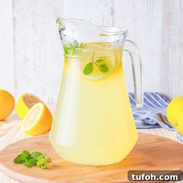 Pitcher of limoncello spritz with mint.