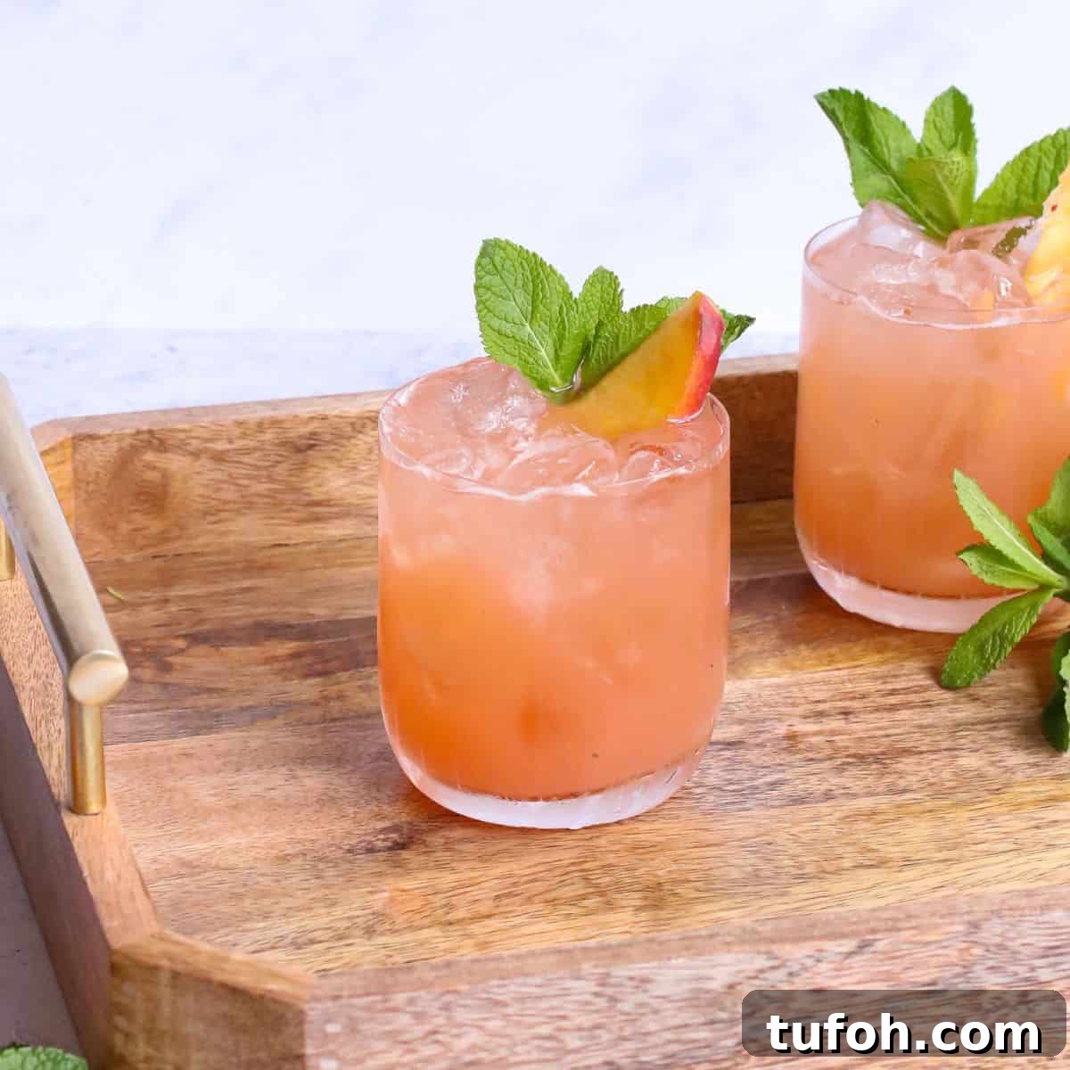Peach schnapps cocktail with mint.