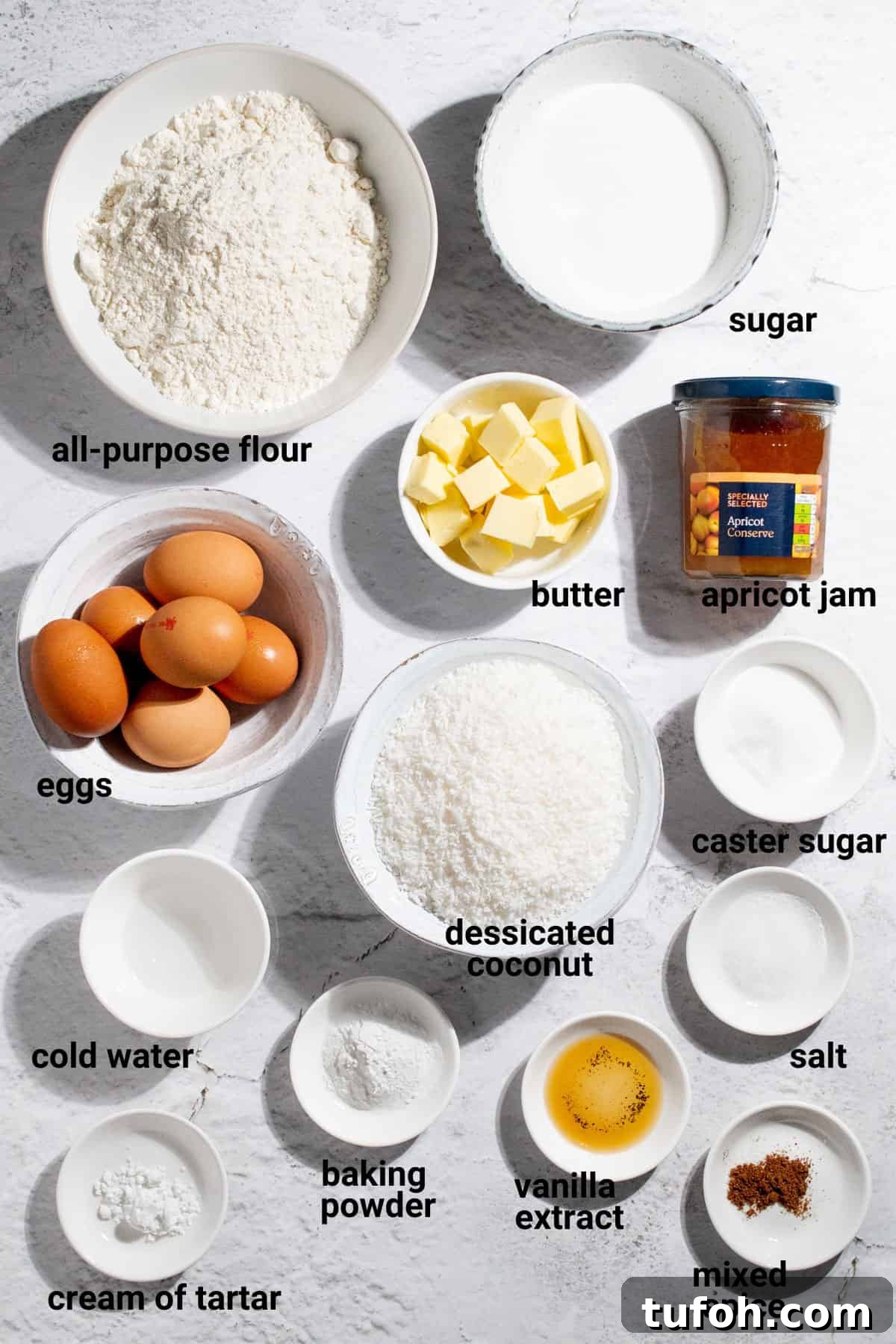 Hertzoggies: South African Jam and Coconut Tartlets Recipe 3 Hertzoggies ingredients.