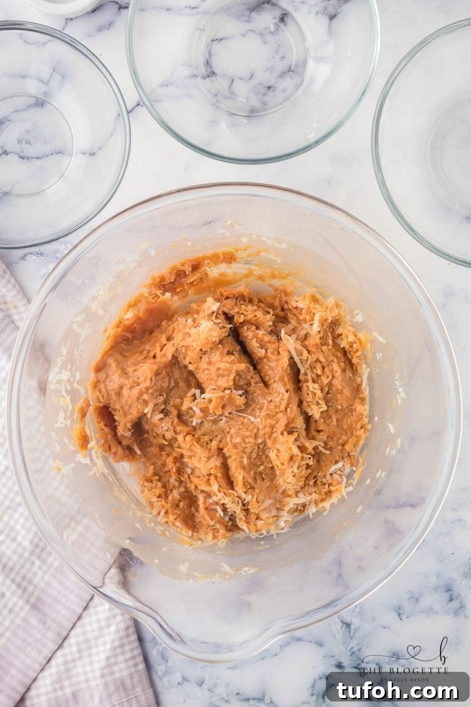 Coconut and caramel mixture