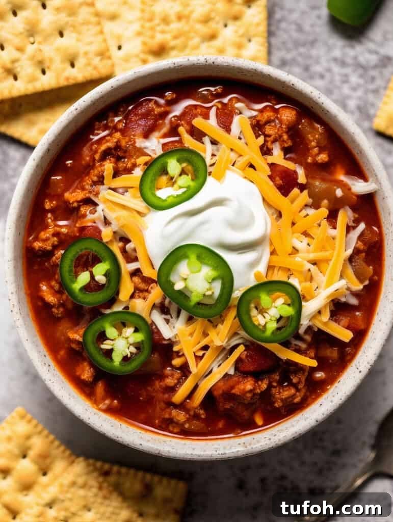 Turkey chili in bowl