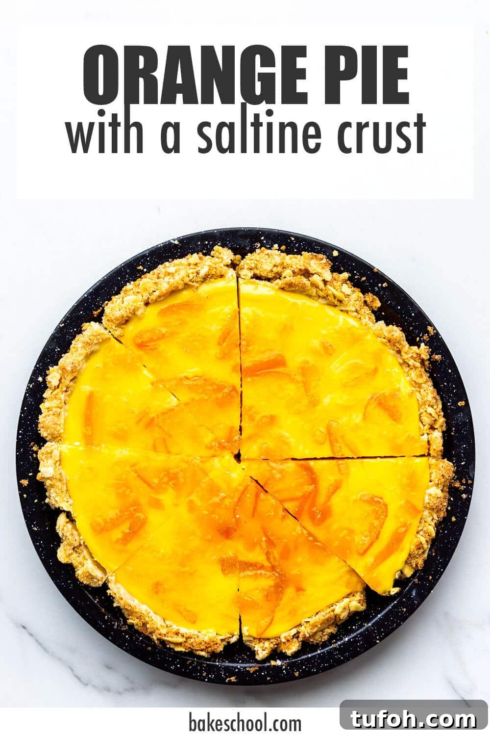 Zesty Orange Pie Recipe: Moist Citrus Tart with Fresh Orange Zest 2 Orange pie with saltine crust sliced and ready to serve.