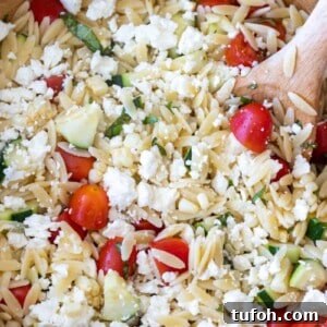 Summer Orzo (Risoni) Salad with Lemon & Fresh Herbs 14 closeup of summer orzo salad