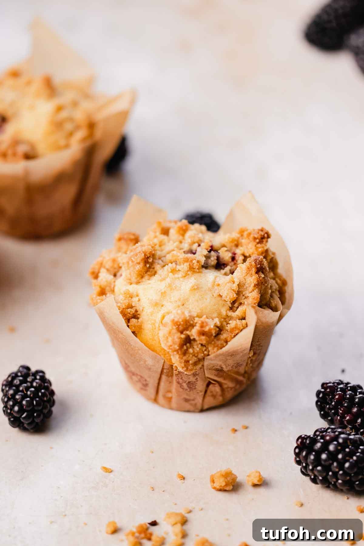 Irresistible Blackberry Muffin Recipe for Perfect Homemade Muffins 11 blackberry muffin with crumble on top