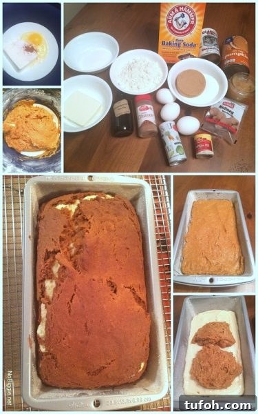 Pumpkin bread with spiced cream cheese swirl | NoBiggie.net