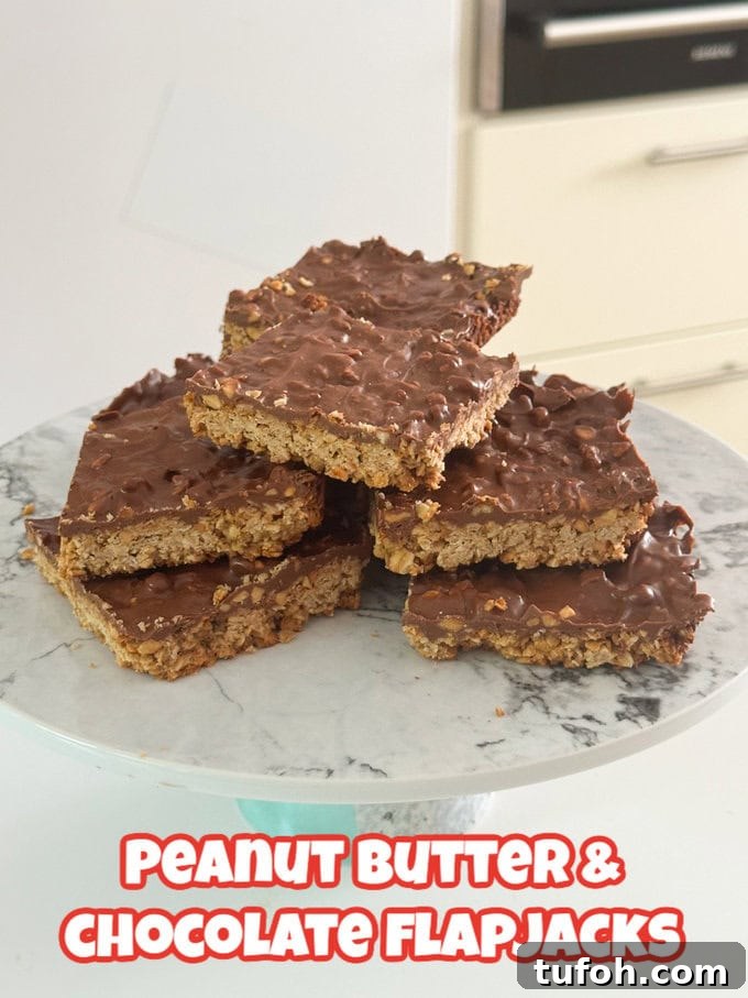 Peanut Butter Chocolate Flapjack Recipe — Chewy Oaty Bars 13 img 29844 12