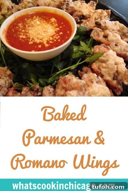 Platter of baked Parmesan and Romano wings