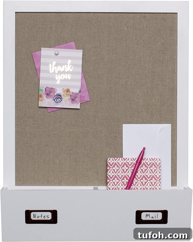 Create a Home Command Center: 18 Stylish Layout Ideas 16 fabric pinboard organizer with cubbies