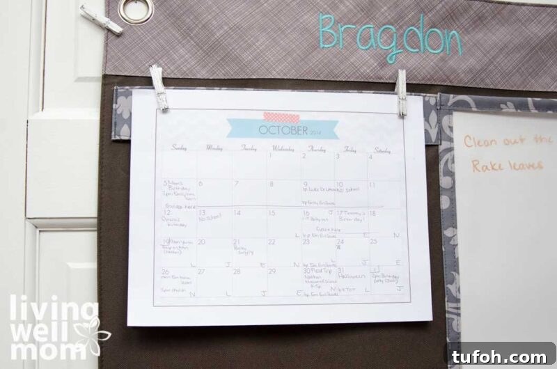 Create a Home Command Center: 18 Stylish Layout Ideas 5 household calendar with things written in