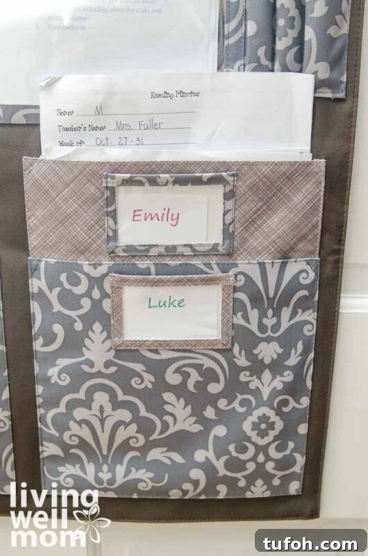 Create a Home Command Center: 18 Stylish Layout Ideas 9 organizer pockets used for permission slips and other school papers