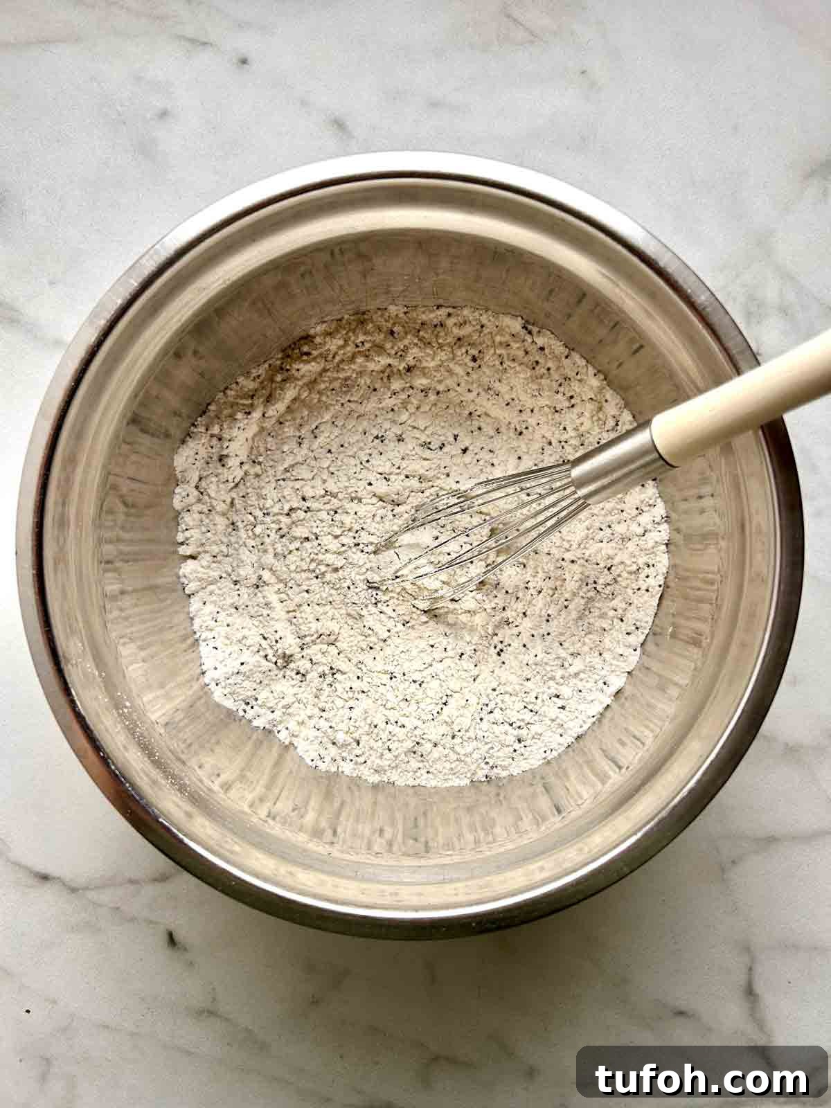 Lemon Poppy Seed Muffins Recipe: Moist, Zesty Muffins in 30 Minutes 4 dry mixture whisked in bowl.