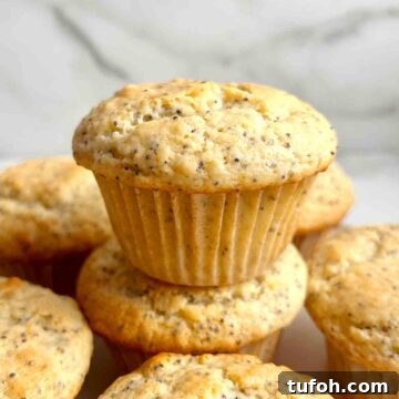 Lemon Poppy Seed Muffins Recipe: Moist, Zesty Muffins in 30 Minutes 10 close up of lemon poppy seed muffin.