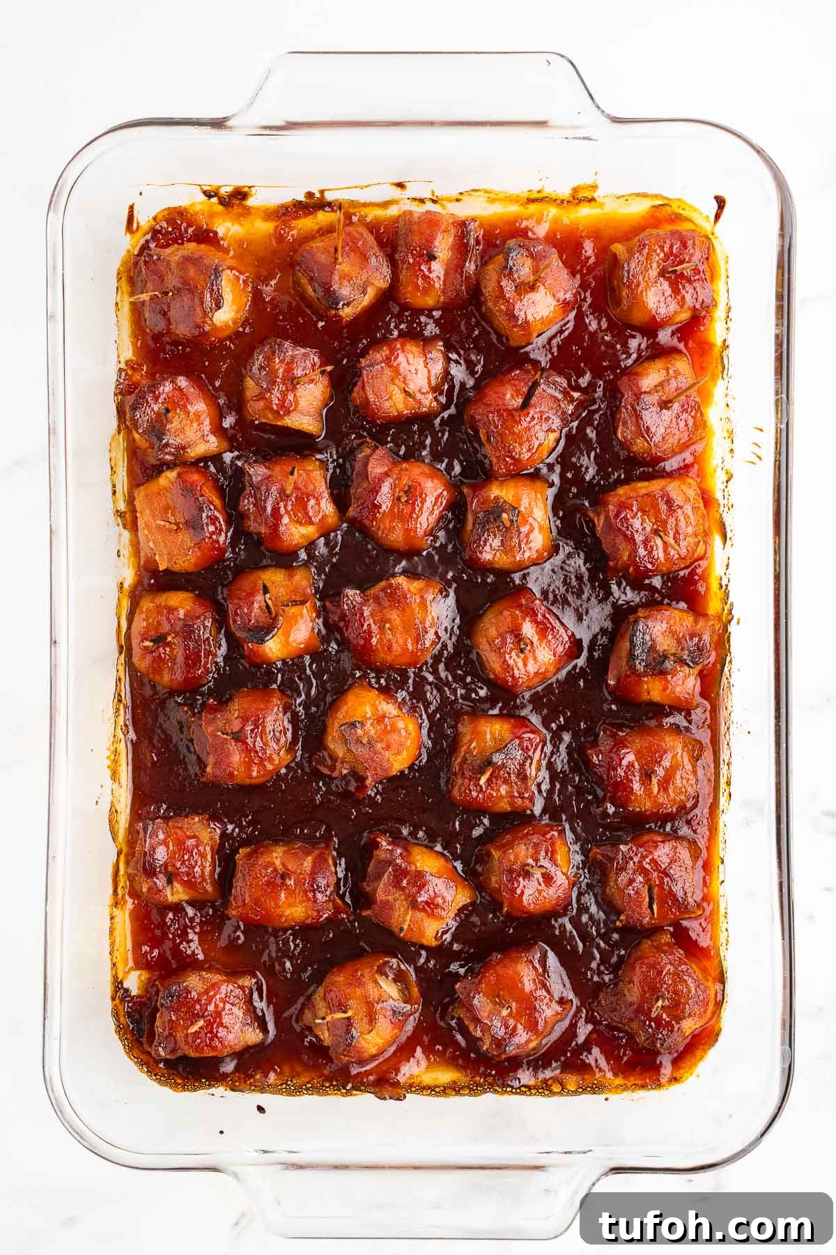 Crispy Bacon-Wrapped Water Chestnuts (Sweet & Savory Appetizer) 9 cooked bacon-wrapped water chestnuts recipe