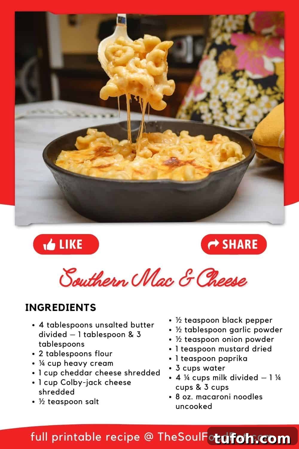 Southern Mac And Cheese Recipe Card