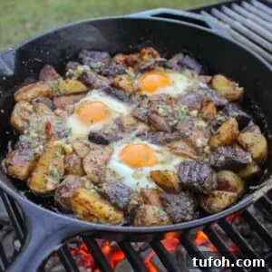 The Cowboy breakfast skillet is a masterpiece that gets leveled up by savory and garlicky Cowboy Butter.