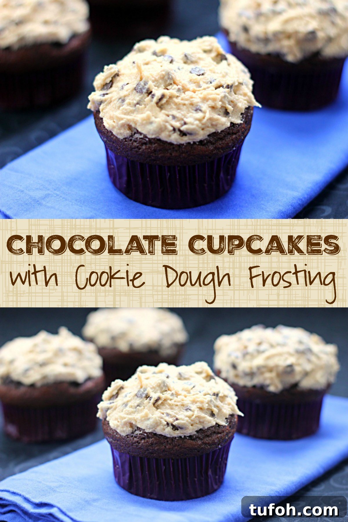 Chocolate Cupcakes with Cookie Dough Frosting