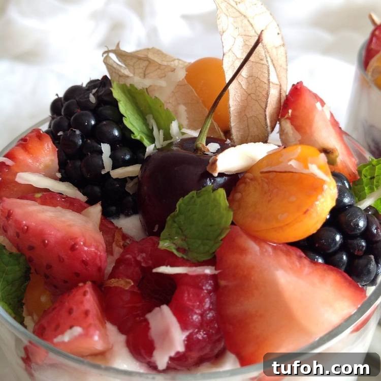 Finished trifle with mint garnish