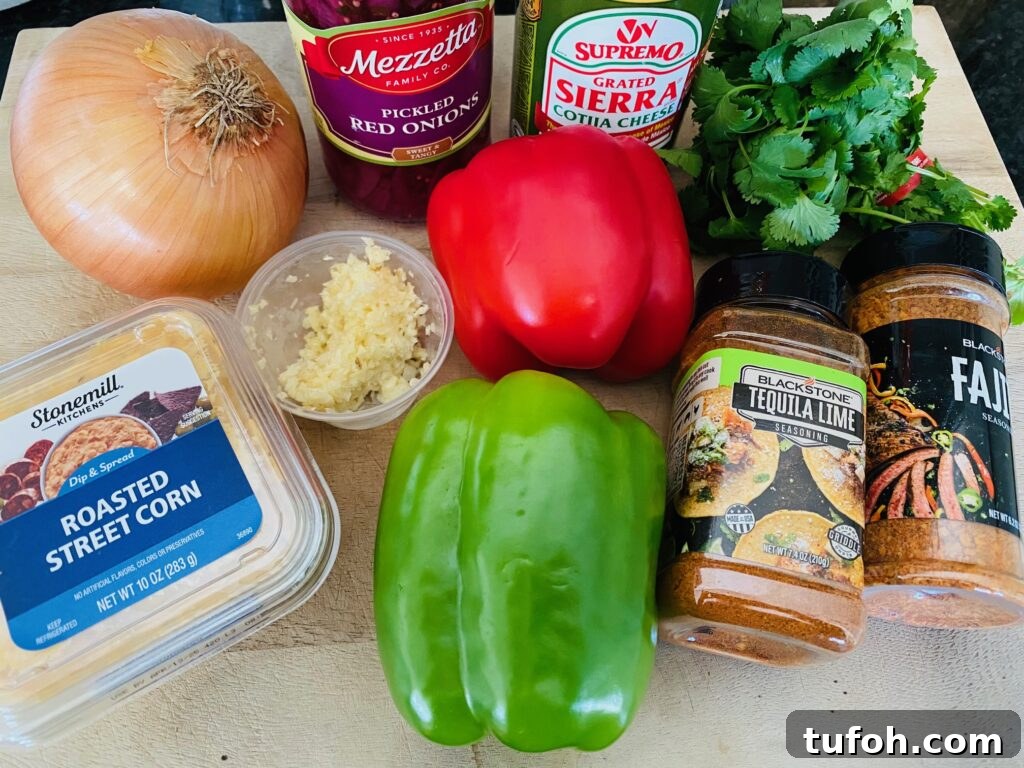 ingredients for Blackstone Street Corn Chicken Fajitas