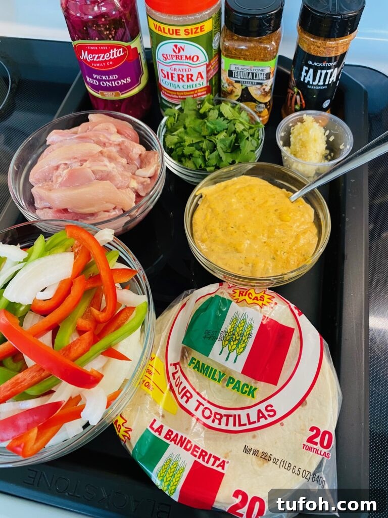 prepped ingredients on a tray