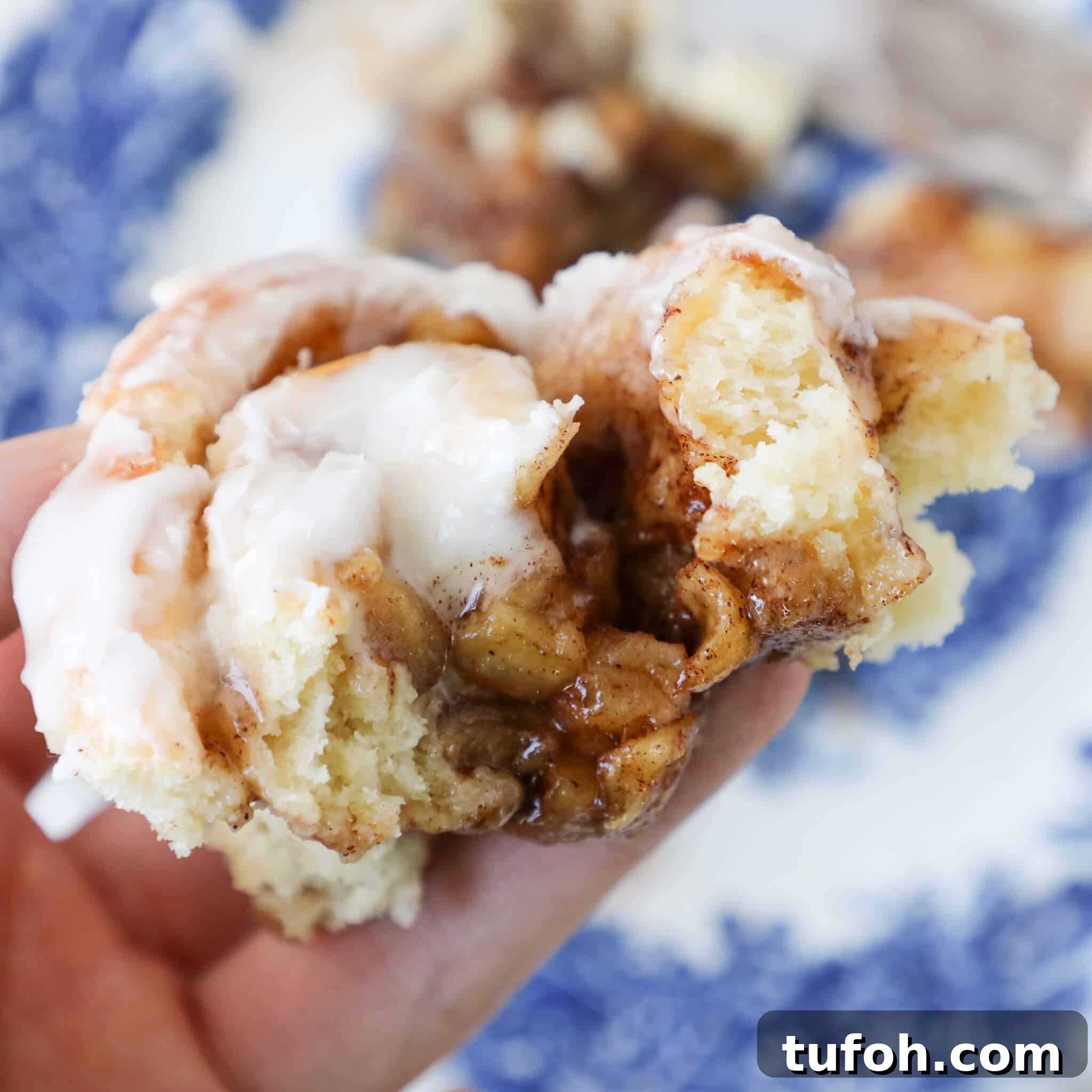 Flaky Apple Cinnamon Rolls with Brown Sugar Glaze 4 Spiced Fruit Buns Handheld