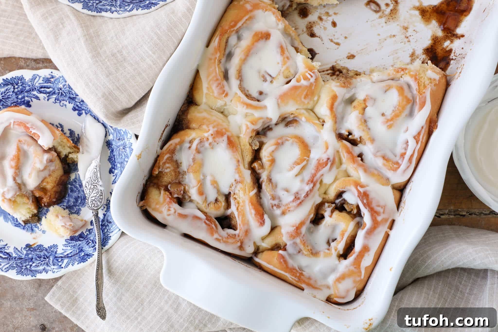 Flaky Apple Cinnamon Rolls with Brown Sugar Glaze 6 Spiced Fruit Buns Baked
