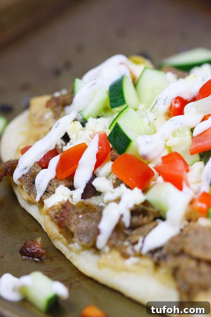 Close up of gyro meat