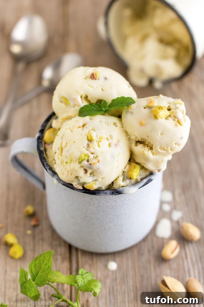 Mint & Pistachio Ice Cream Recipe: Creamy Homemade Delight 2 Fresh Mint & Pistachio Ice Cream, anyone? It’s simple to make, light and yummy. Homemade ice cream recipe for ice cream maker. | happyfoodstube.com