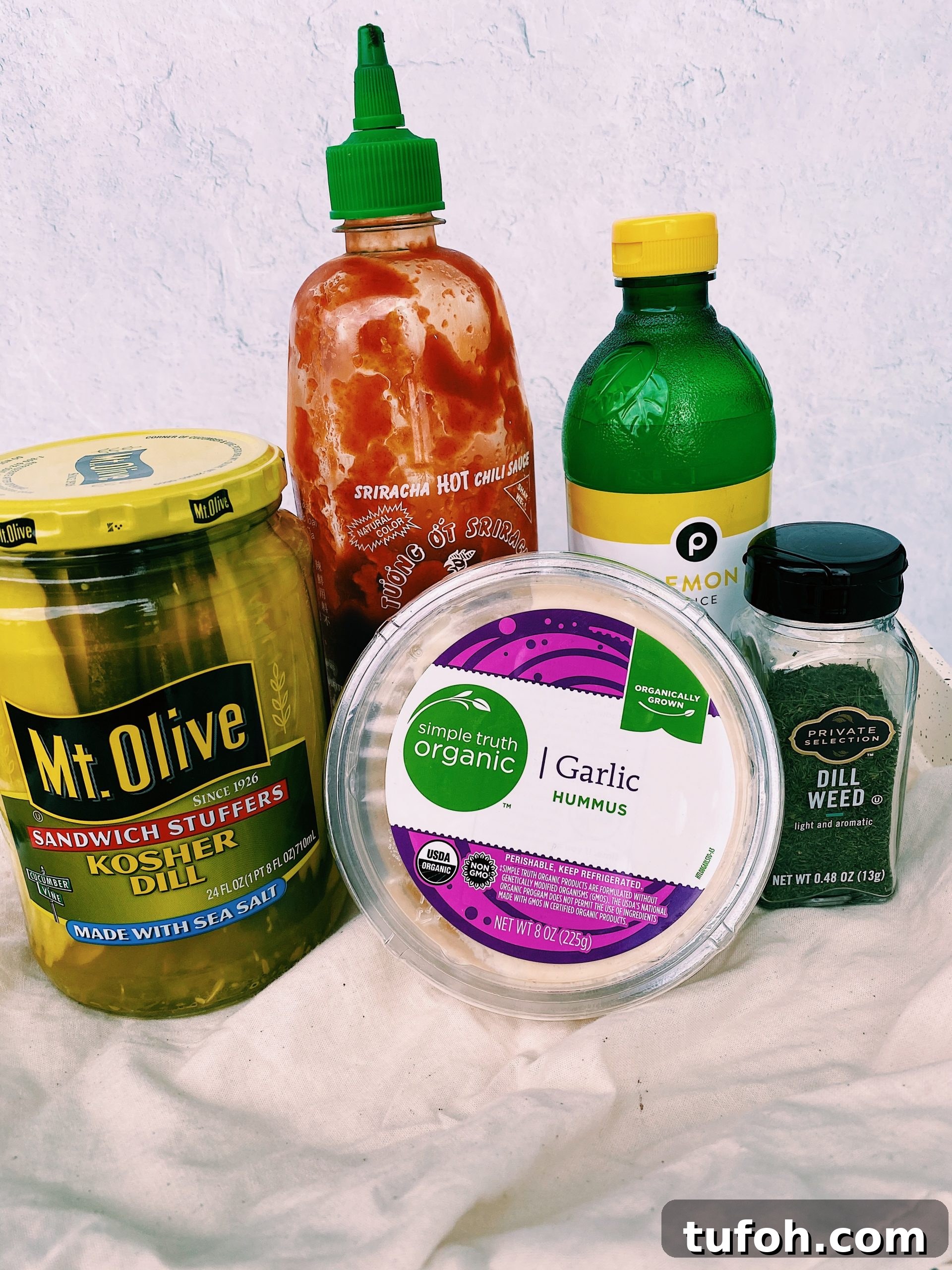 ingredients of hummus salad dressing.