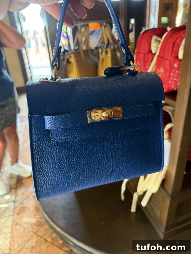 The EPCOT Birkin purse in blue