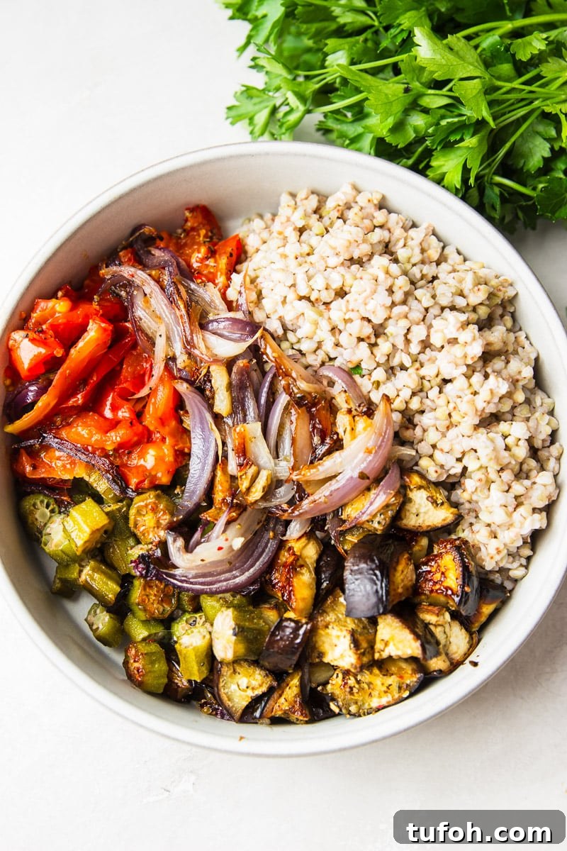 Plated buckwheat salad