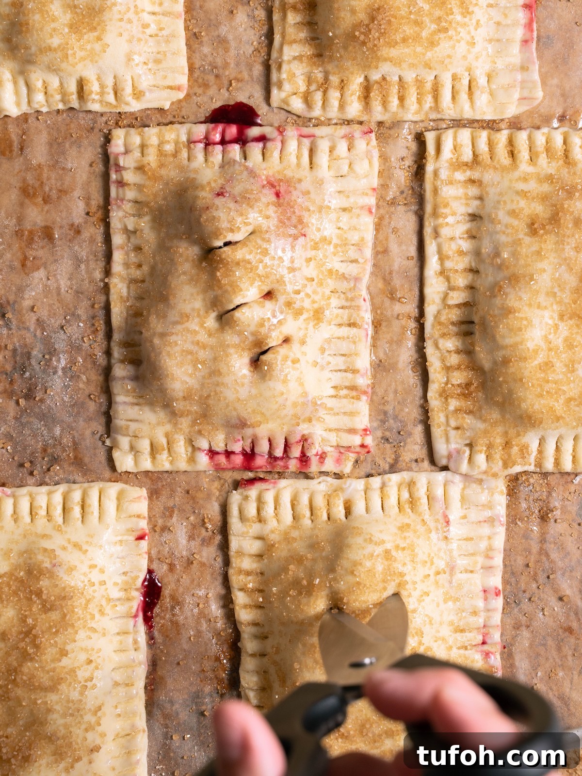 Cutting vents in puff pastry pies before baking