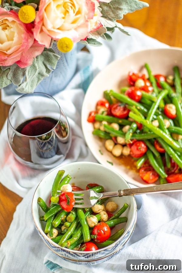 Green Bean and Tomato Salad | This colorful green bean and tomato salad can be served as a light meal or a side dish.