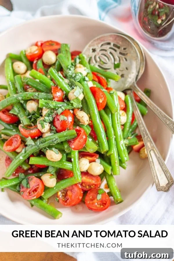 Green Bean and Tomato Salad | This colorful green bean and tomato salad can be served as a light meal or a side dish.