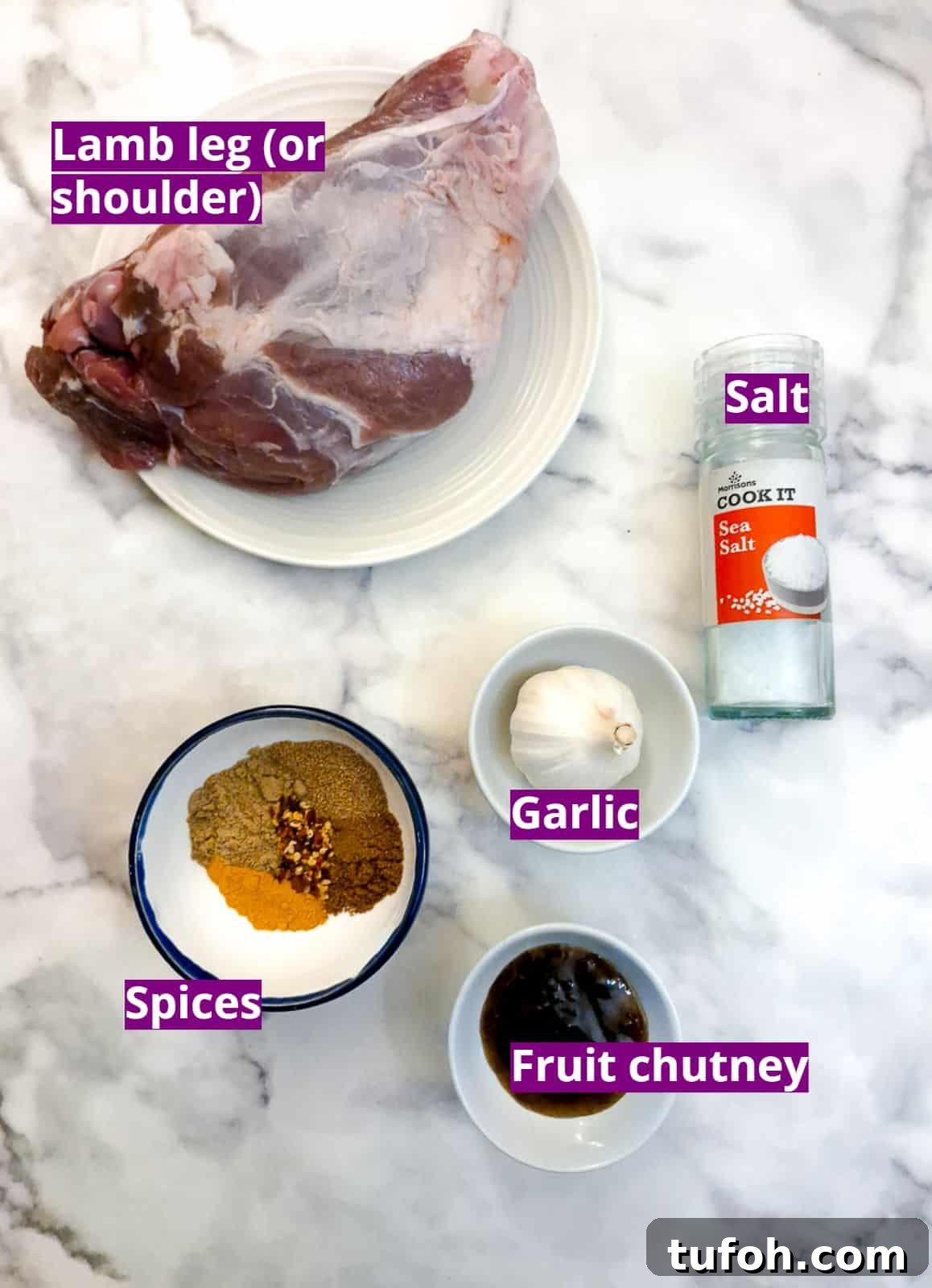 Slow-Cooked Curried Leg of Lamb in Foil for Tender Flavor 4 Ingredients for slow-cooker curried leg of lamb.