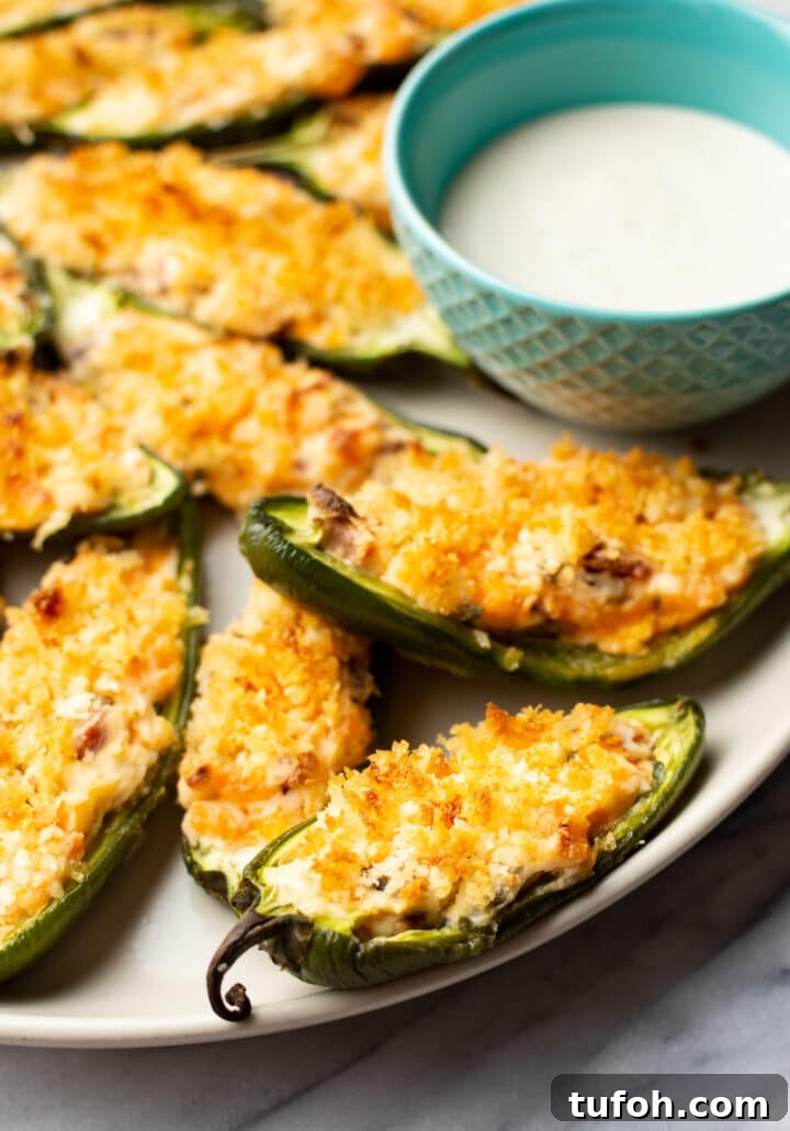 Crispy Jalapeño Poppers with Cheesy Bacon Filling 7 jalapeno poppers with ranch dip