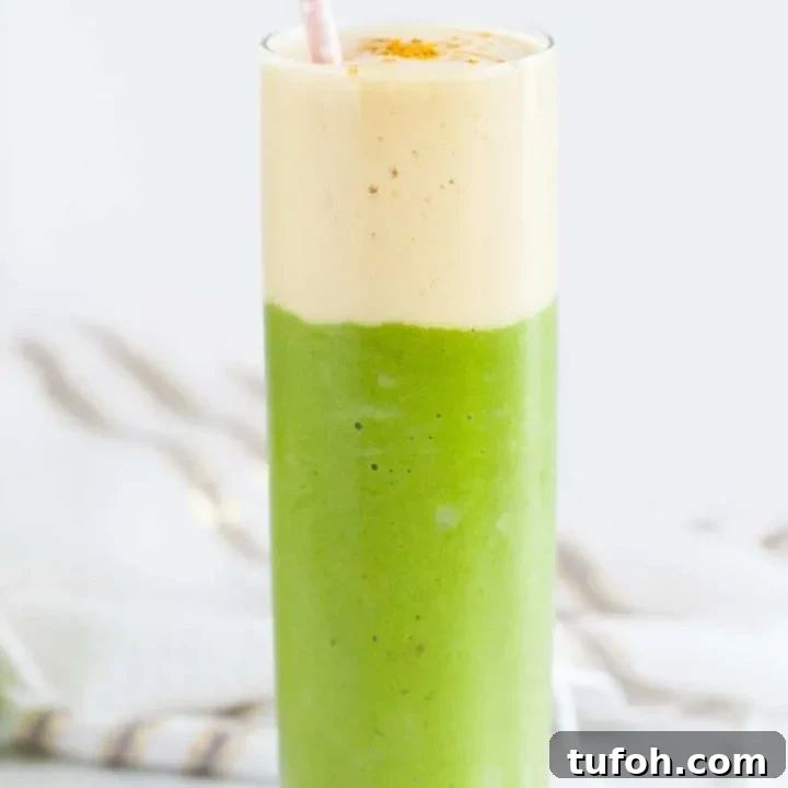 This Tinkerbell inspired smoothie may not give you the ability to fly, but its nutritious ingredients and lovely layering do make days a little more magical! Pineapple spinach layered smoothie recipe on GoodieGodmother.com