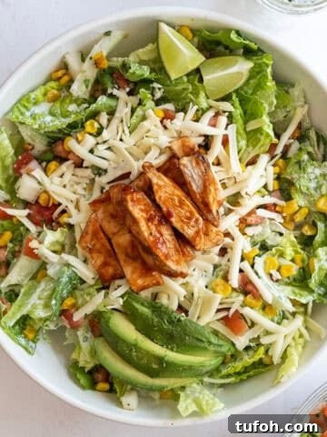 BBQ Chipotle chicken salad in a bowl.