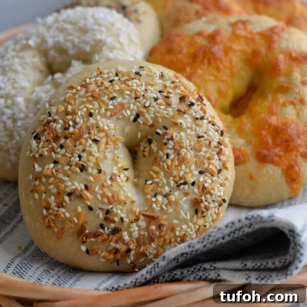 Asiago Sourdough Bagel Loaf Recipe: Chewy Crust, Tangy Interior 15 Assorted bagels topped with everything seasoning and cheese.